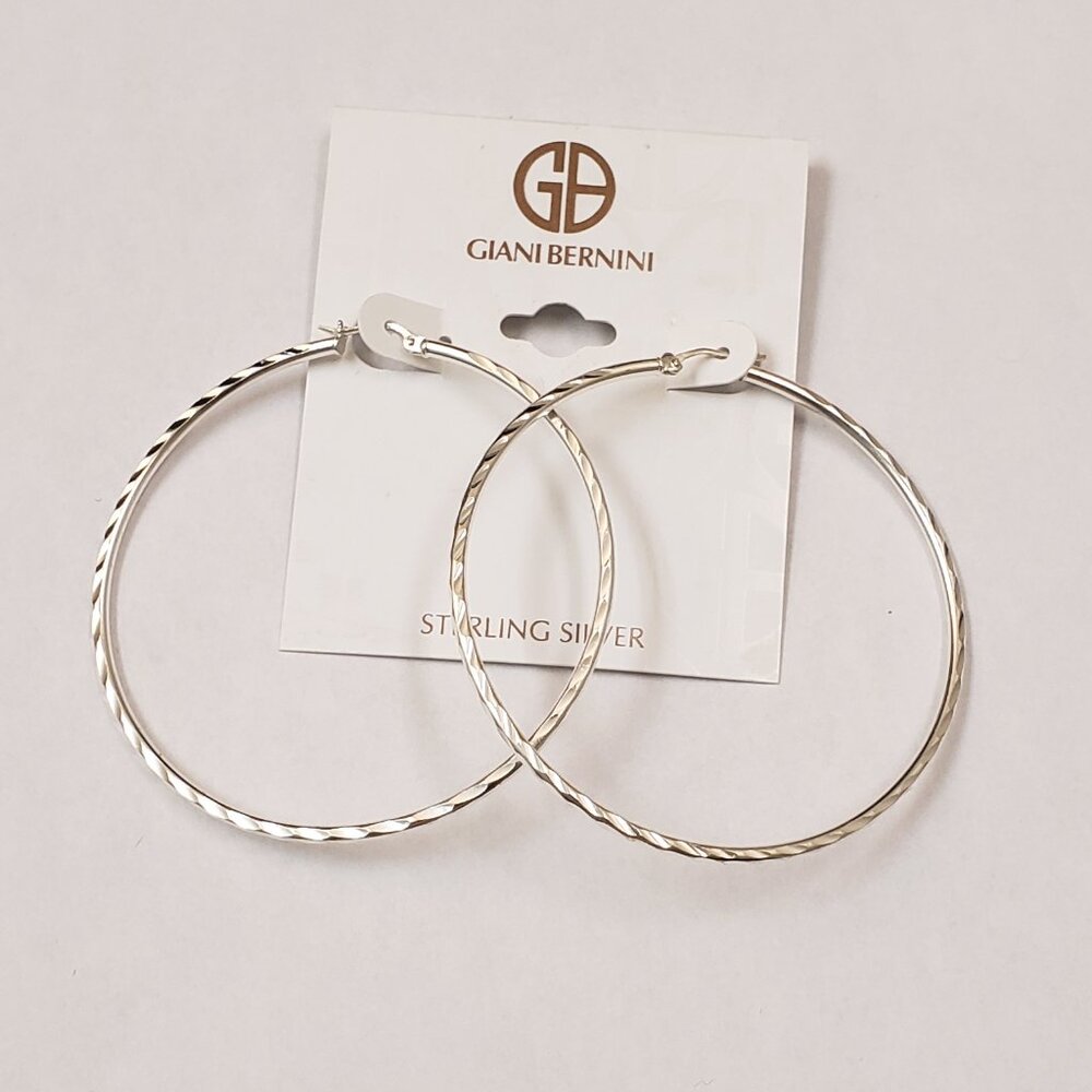 Giani Bernini, NWT, large textured sterling silver hoop earrings